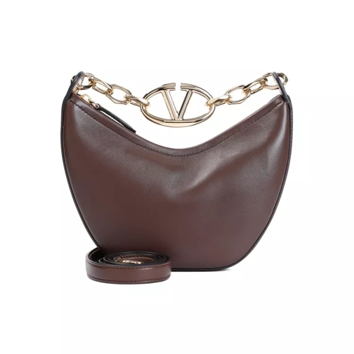 Valentino V Logo Mini Hobo Bag Brown Schoudertas