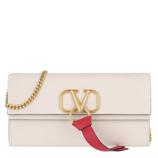 Valentino Garavani V Logo On Chain Wallet White Crossbody Bag