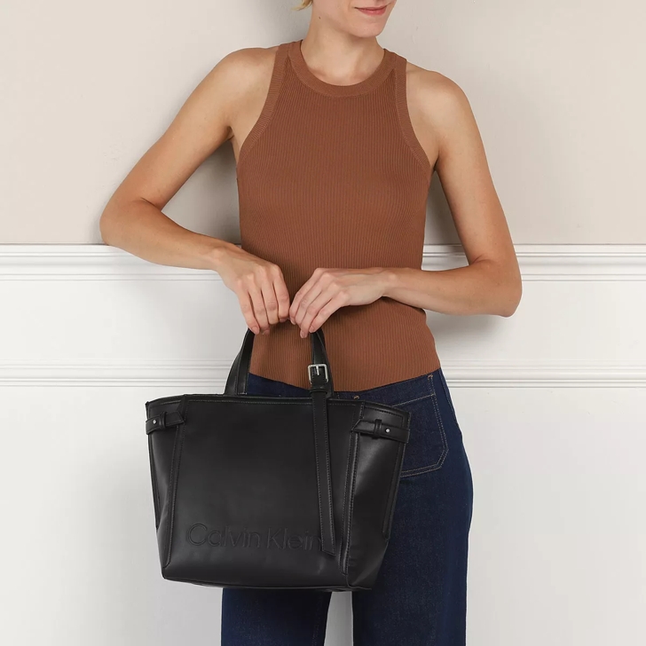 Black leather calvin klein handbag sale