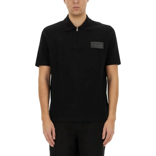 Balmain Polohemd Black Polo Shirt With Zippered Collar Black