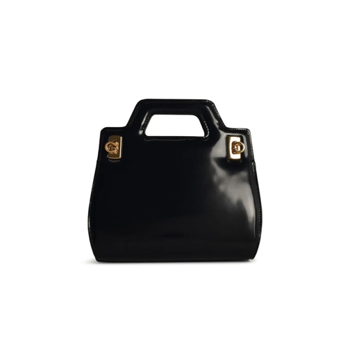 Salvatore Ferragamo Wanda' Black Shiny Leather Bag Black Crossbody Bag