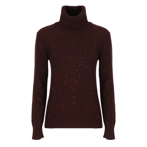 Fabiana Filippi Bordeaux High Neck Sweater Burgundy Trui met col