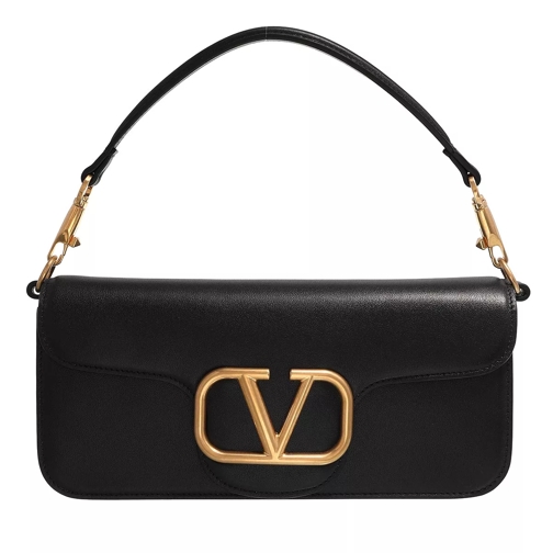 Valentino Garavani V-Logo Foldover Shoulder Bag Black Schooltas