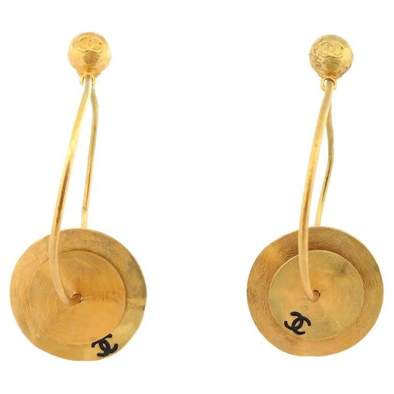 Chanel Ohrstecker VINTAGE CHANEL CREOLE-Ohrringe CC-Logo 1994 aus ve gold