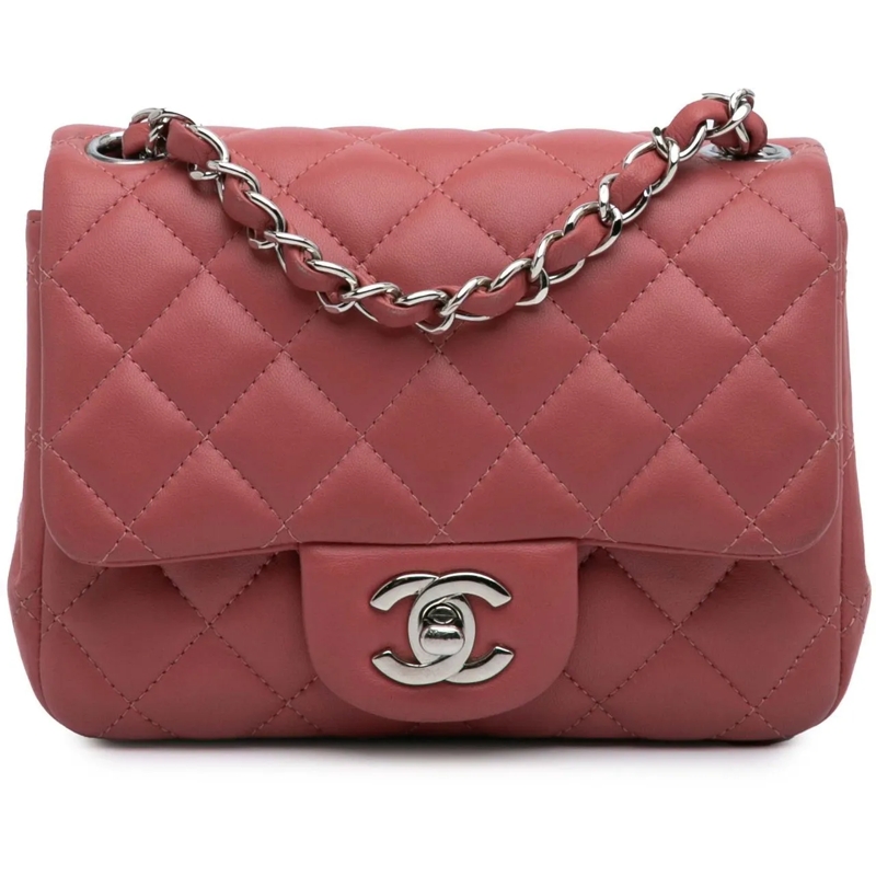 Chanel Sac à bandoulière Mini Square Classic Lambskin Single Flap rose