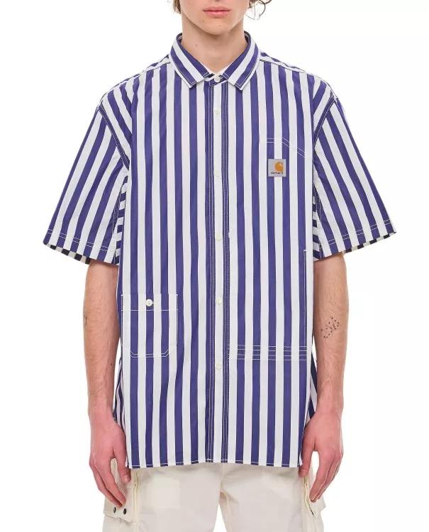 Junya Watanabe - Short Sleeve Stripes Shirt - Größe L - white