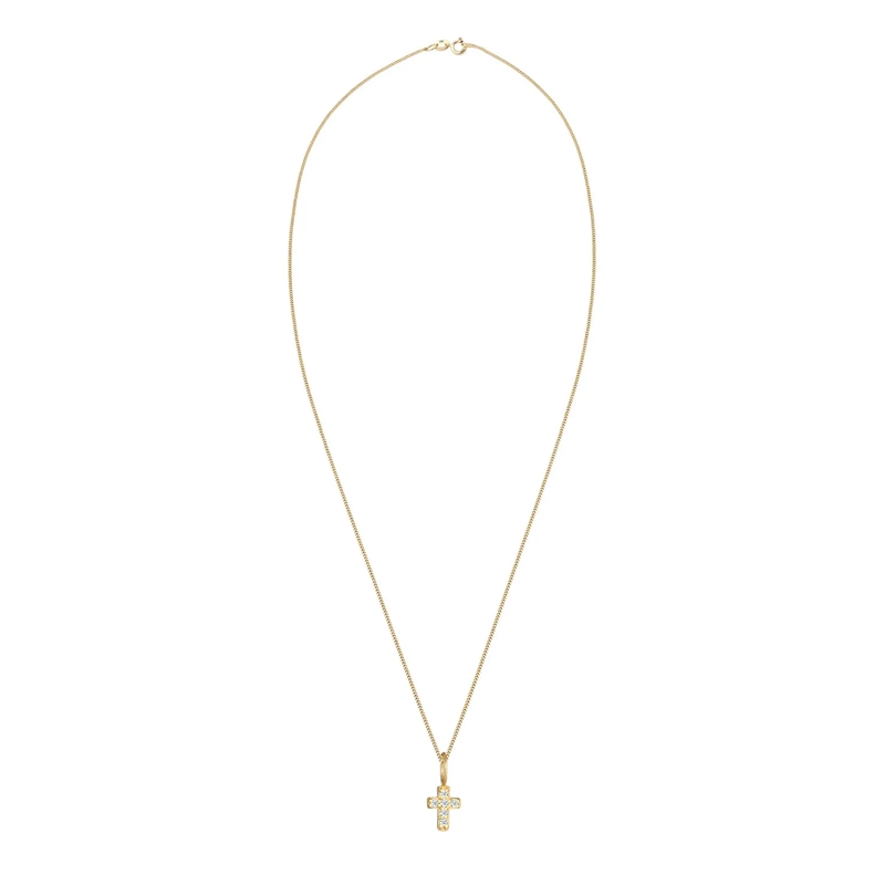 Elli Mittellange Halskette Halskette Kreuz Religion Diamanten (0.03 ct.) 585  gold(Image 3)