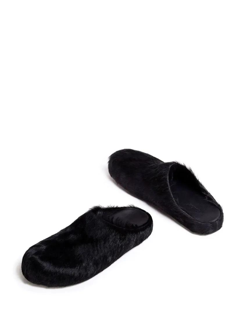 Thumbnail - Marni Loafer - Black Calf Hair Round Toe Slip-On Mules - Gr. 43 (EU) - in Schwarz - für Damen
