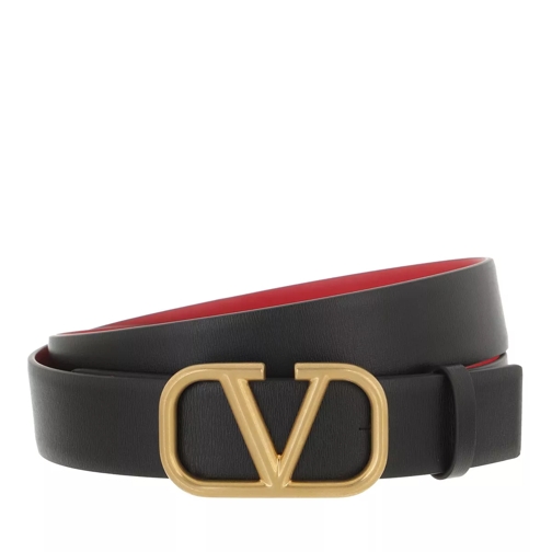 Valentino Garavani Reversible Belt Leather Black/Red Leather Belt