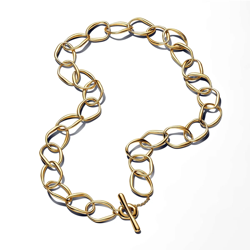 Pandora Collier moyen Organically Shaped Link Necklace 14k vergoldet
