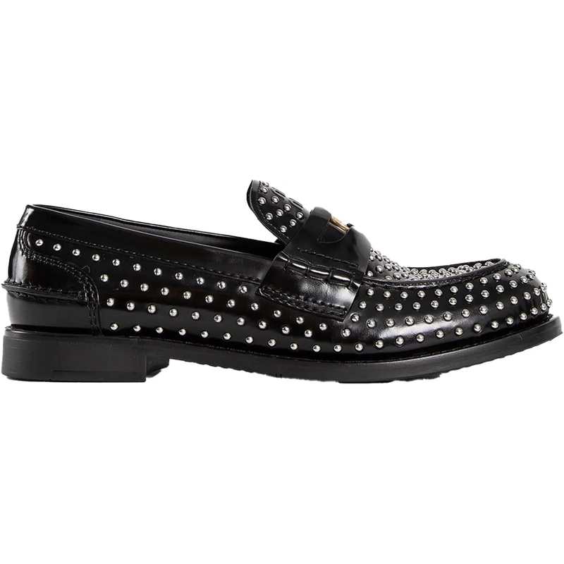 Miu Miu T-shirt Miu Miu Studded Penny Loafers schwarz