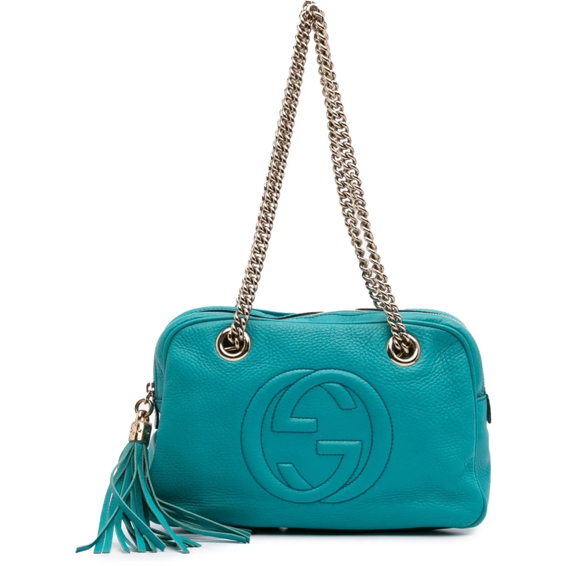 Gucci Schultertasche Leather Soho Chain Zip Shoulder Bag blau