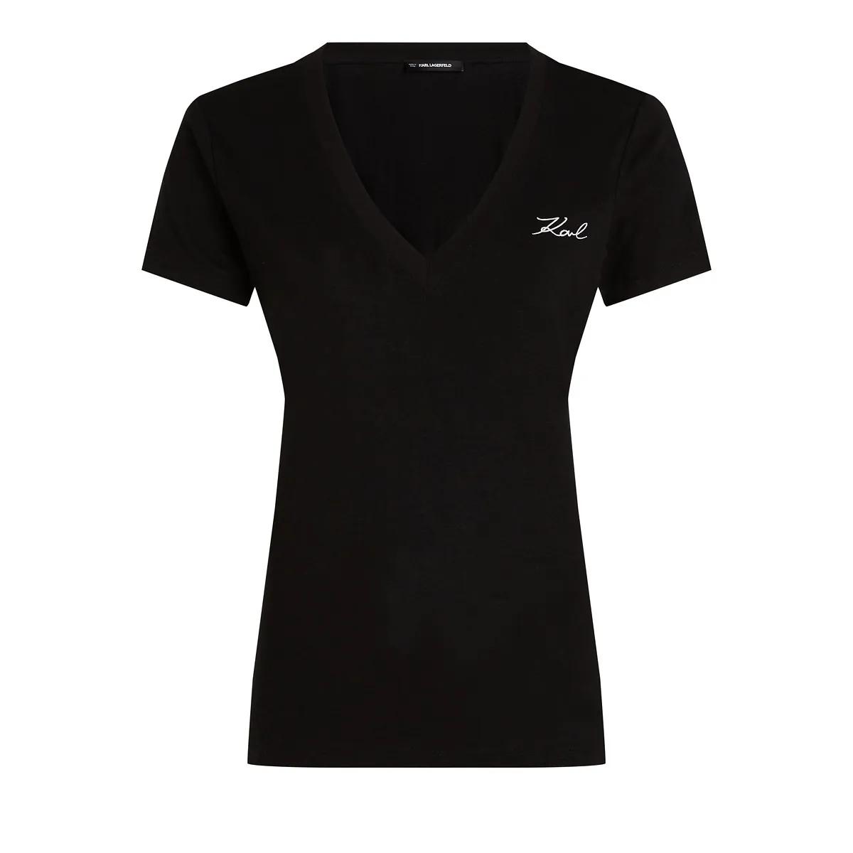 Thumbnail - Karl Lagerfeld - KARL SIGNATURE T-SHIRT MIT V-AUSSCHNITT - Größe M - schwarz