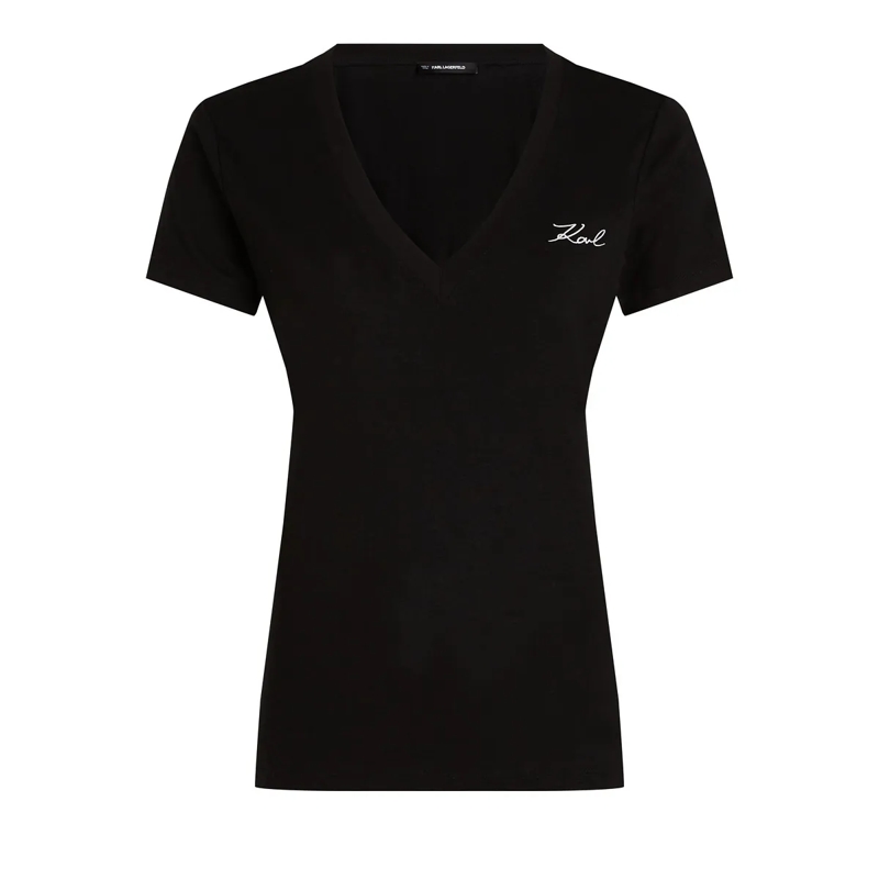 Karl Lagerfeld T-Shirt KARL SIGNATURE T-SHIRT MIT V-AUSSCHNITT schwarz