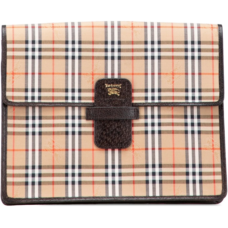 Burberry Pochette Haymarket Check Canvas Clutch braun
