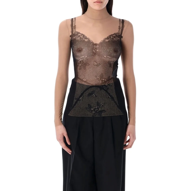 Balenciaga Blouse Trompe L'œil Lingerie Top Black