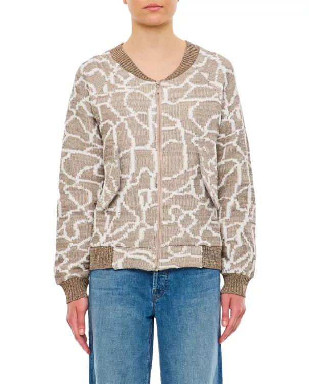 Thumbnail - Vitelli - Jacquard Harrington Jacket - Größe 1 - beige