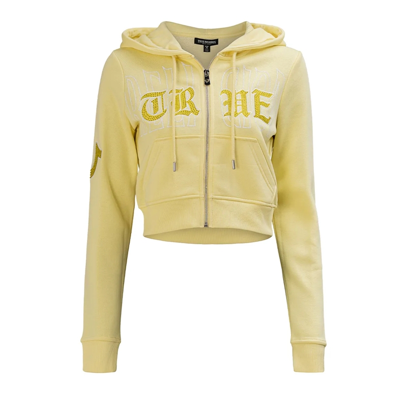 True Religion  - Zip-Hoodie- Verkürzte Form- Figurbetont- Gest blau