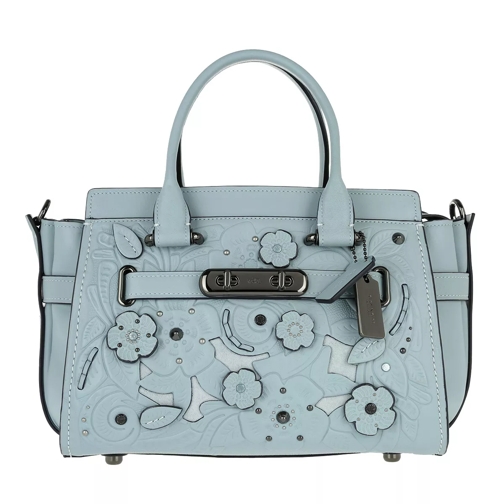 Coach Tote With Tea Rose Tooling Pale Blue Draagtas