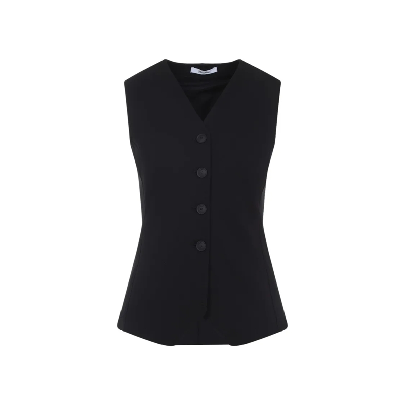 Max Mara Veste de transition Tailored Black Waistcoat With Deep V-Neckline And  Black