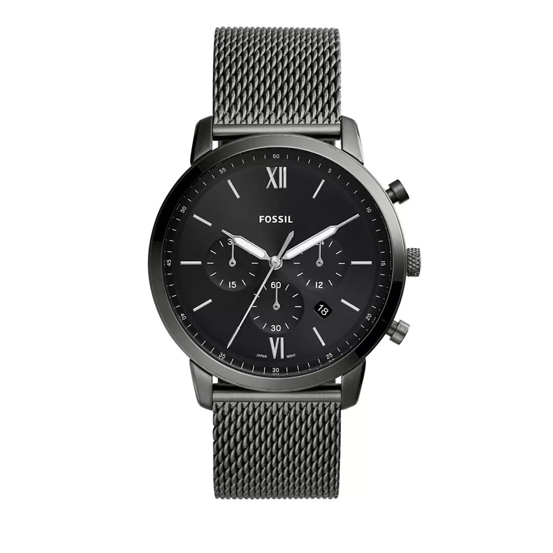 Fossil Chronograph Neutra Chronograph Stainless Steel Mesh Watch Silver