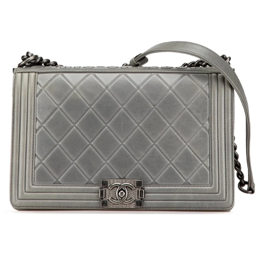 Chanel Sac à bandoulière 2015-2016 Paris-Salzburg Medium Embossed Calfskin  grau