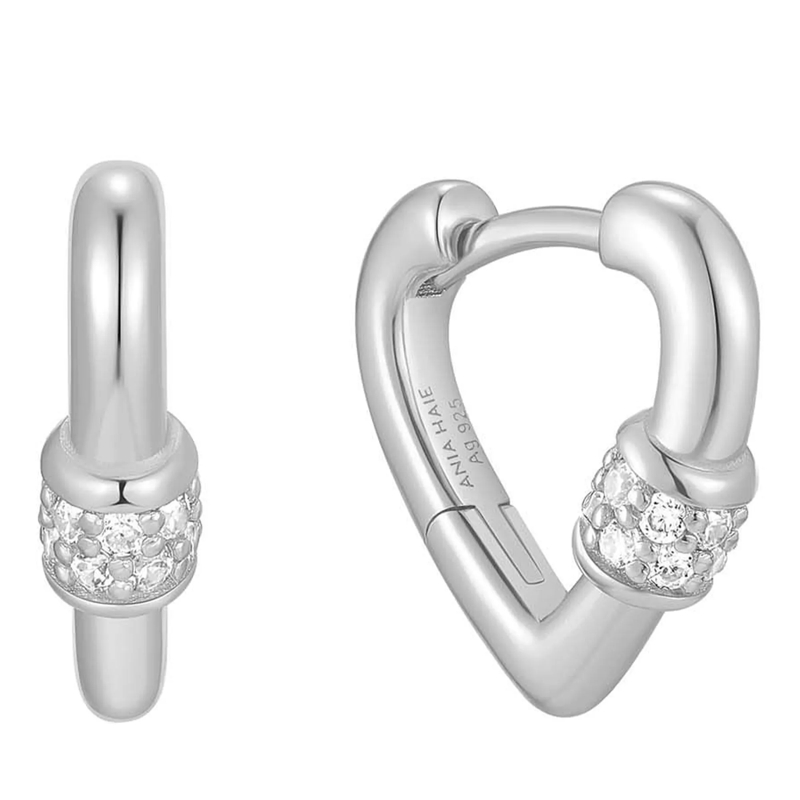 Ania Haie Ohrstecker 925er Sterlingsilber Mini Heart Huggies silber
