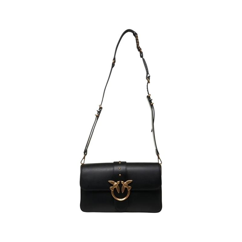 Pinko Sac à bandoulière Crossbody Bag In Nero Leather With Gold-Tone Clasp Black