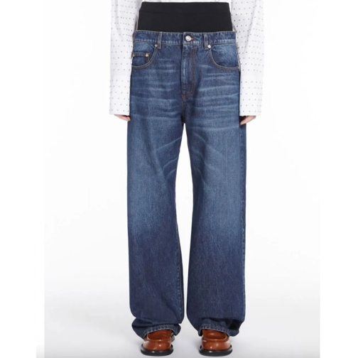 Sportmax Rechte Been Jeans SPORTMAX Dunkle Denim mit angesetztem Bund mehrfarbig