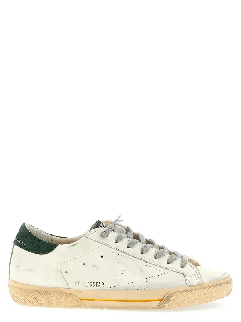 Golden Goose Low-Top Sneaker - Heren Super-Star Sneaker Wit/Groen - Gr. 43 (EU) - in Weiß - für Herren