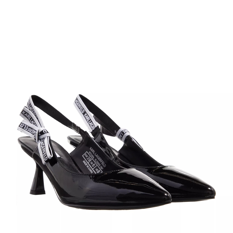 Karl Lagerfeld Pumps Panache Ribbon Sling Black Patent Lthr