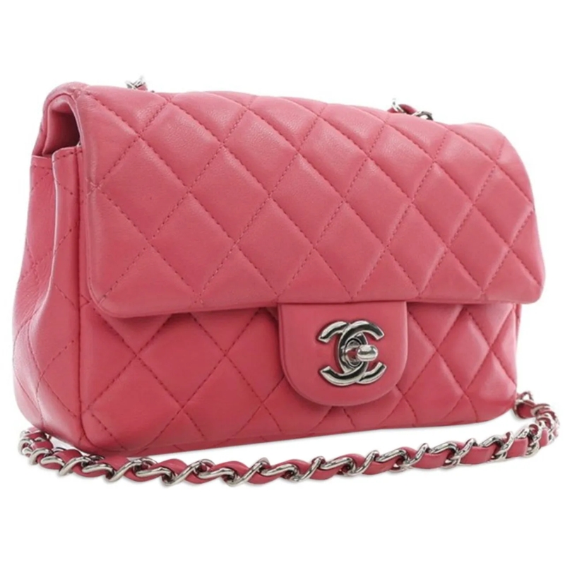 Chanel Schultertasche Mini Rectangular Classic Lambskin Single Flap rose