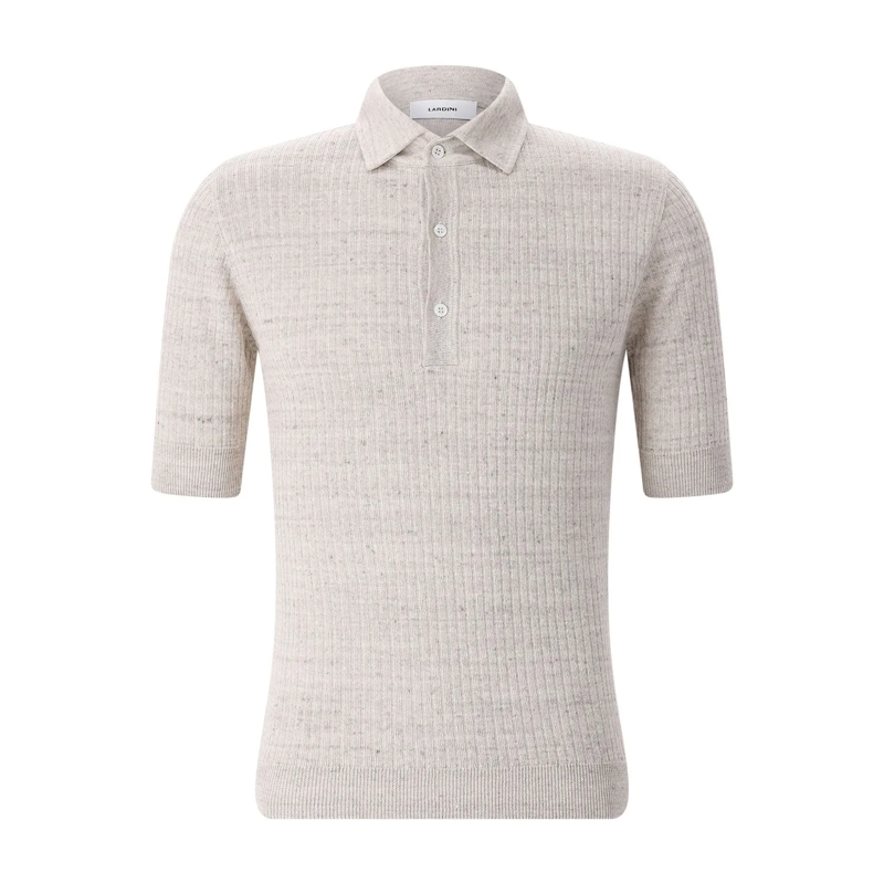 Lardini Polohemd Poloshirt aus Leinenmix beige