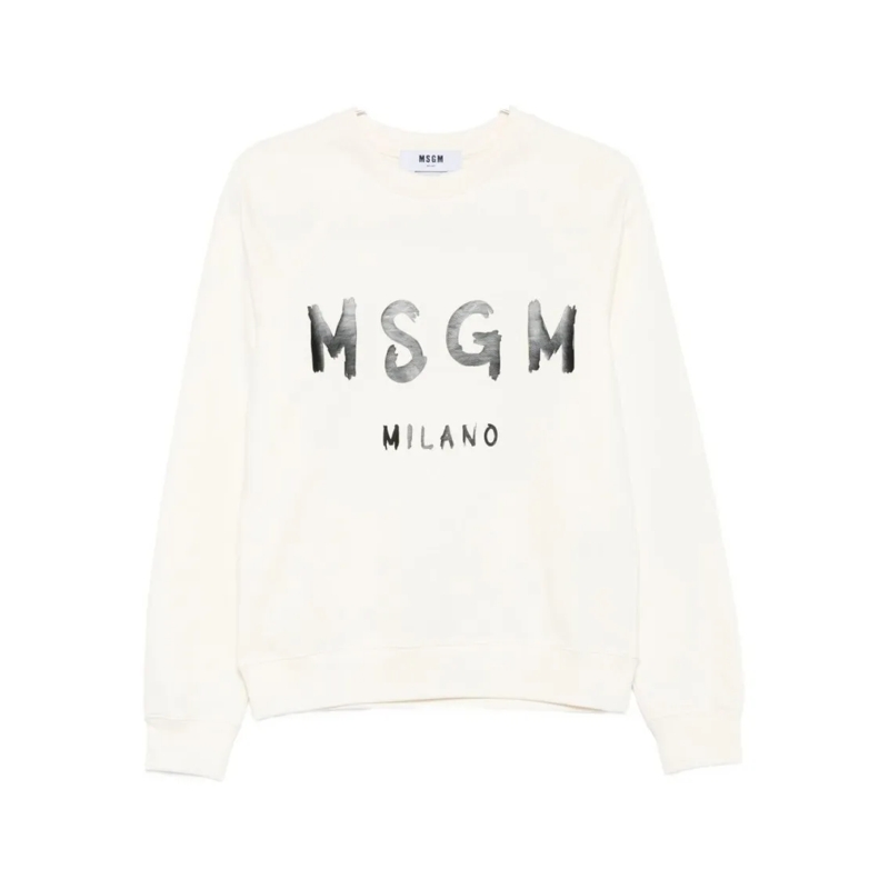 MSGM  Lightweight White Sweatshirt With Bold Logo Print White