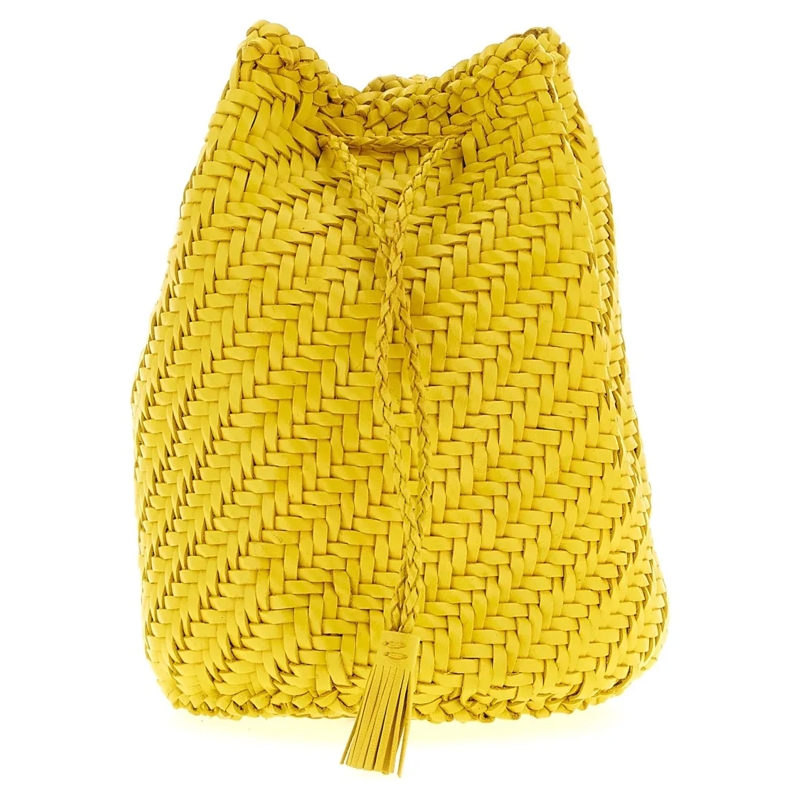 DRAGON DIFFUSION Sac reporter Pompom Double Jump' Bucket Bag Yellow