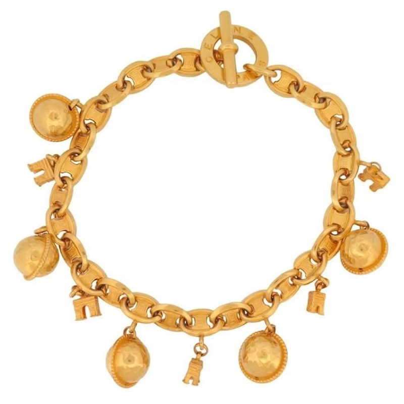 Celine Mittellange Halskette VINTAGE CELINE ANHÃ„NGERKETTE BOGEN DER TRIUMPH UN gold