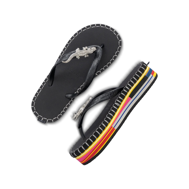 UZURII Flip Flops flip flop Crocodile Colorful Black schwarz(Image 4)