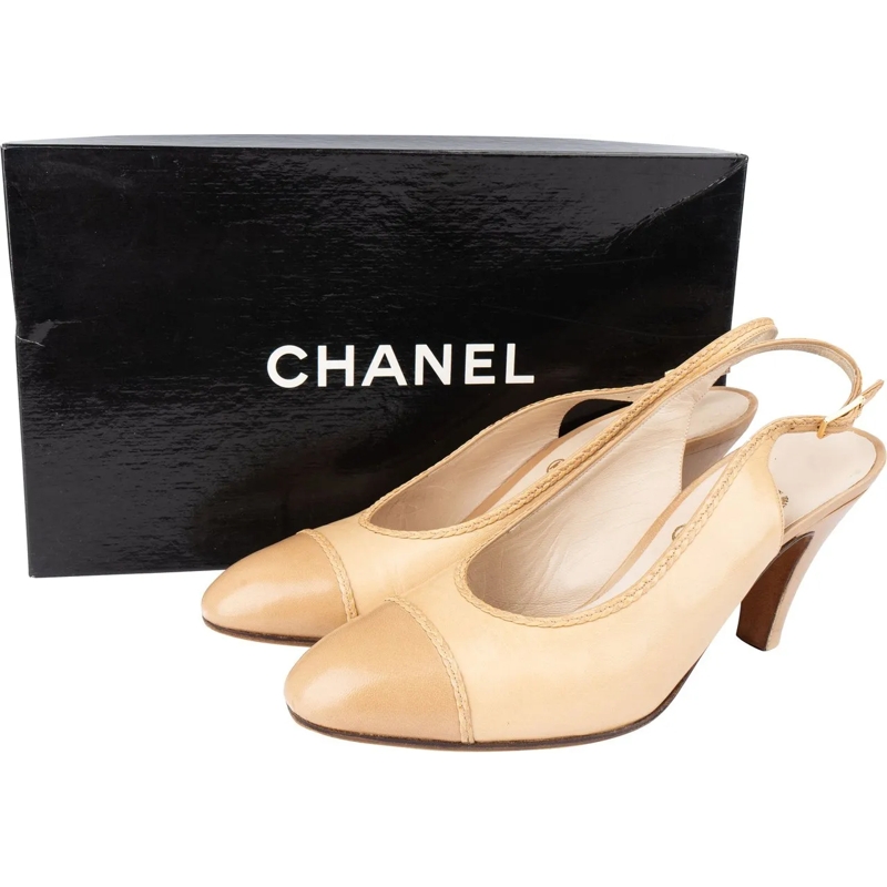 Chanel Pumps Chanel Classic Leather Slipback Heels (37) beige