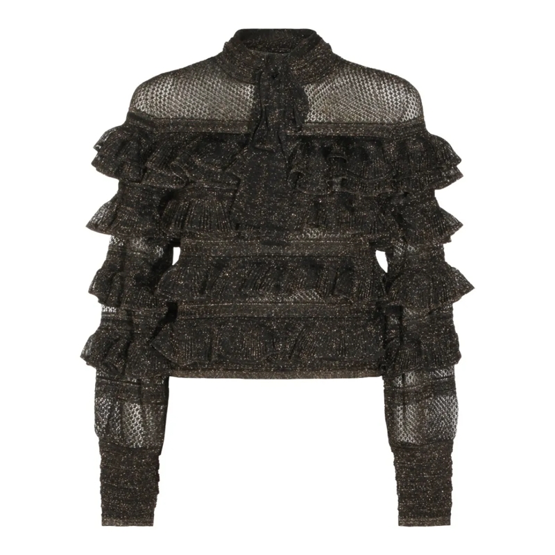 Zimmermann Bluse Metallic Black Cotton Top Black