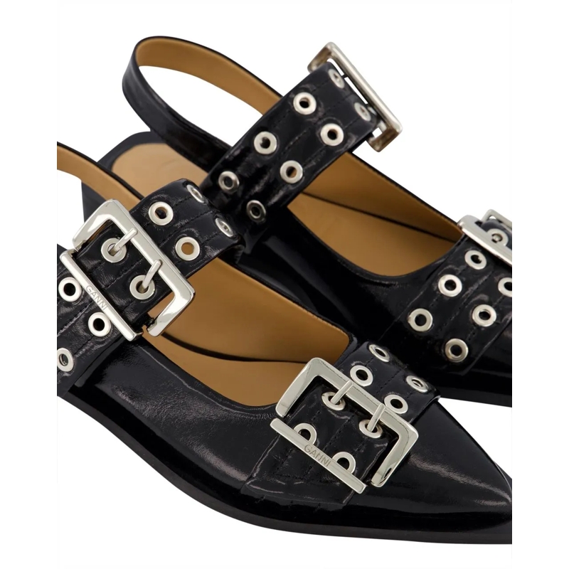 GANNI Ballerinas Dames Chunky Buckle Ballerina Auberg rot(Image 7)