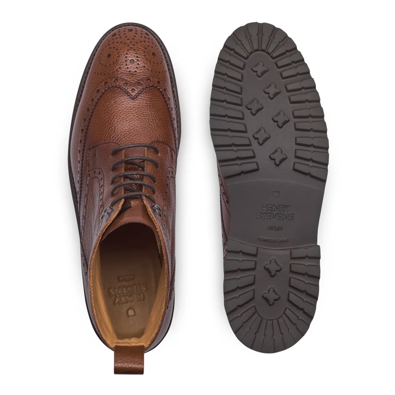 Henry Stevens Schnürstiefel Der handgemachte Winston Full-Brogue Derby Boot in mittel-braun(Image 4)