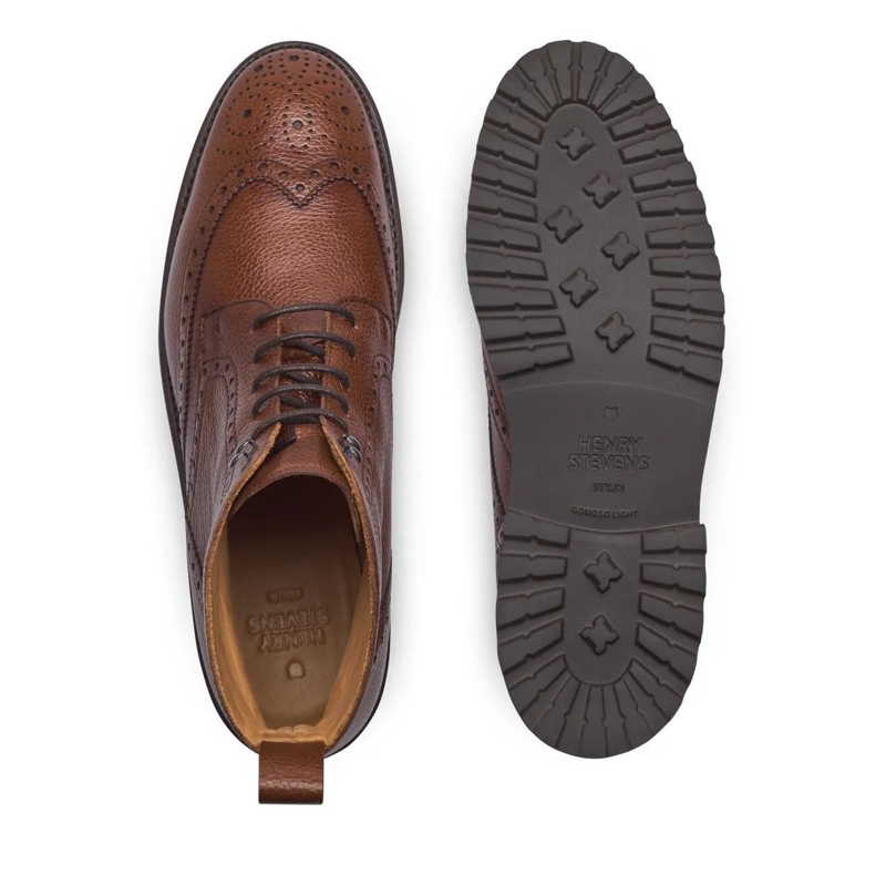 Henry Stevens Schnürstiefel Der handgemachte Winston Full-Brogue Derby Boot in mittel-braun(Image 3)
