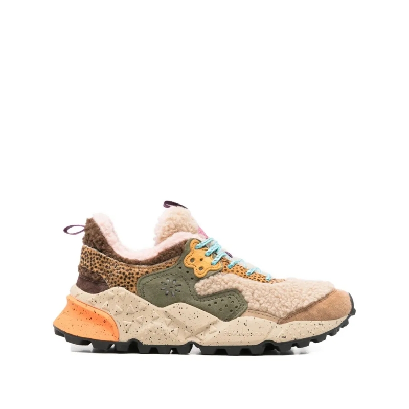 Flower Mountain Lage-top sneaker Textured Shearling And Suede Sneakers Neutrals