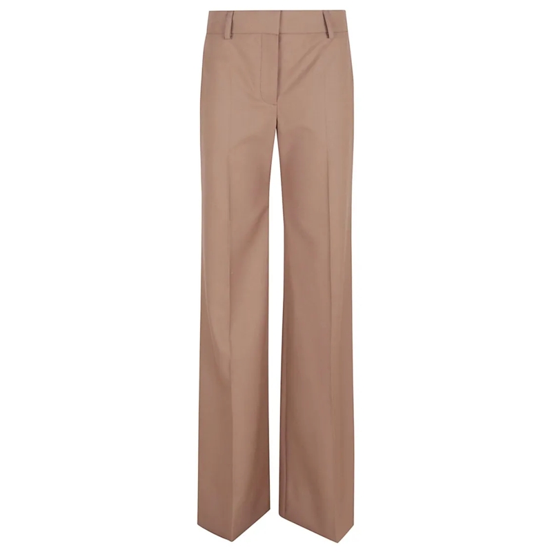 Stella McCartney  High-Waisted Wide-Leg Trousers With Structured Tex Brown
