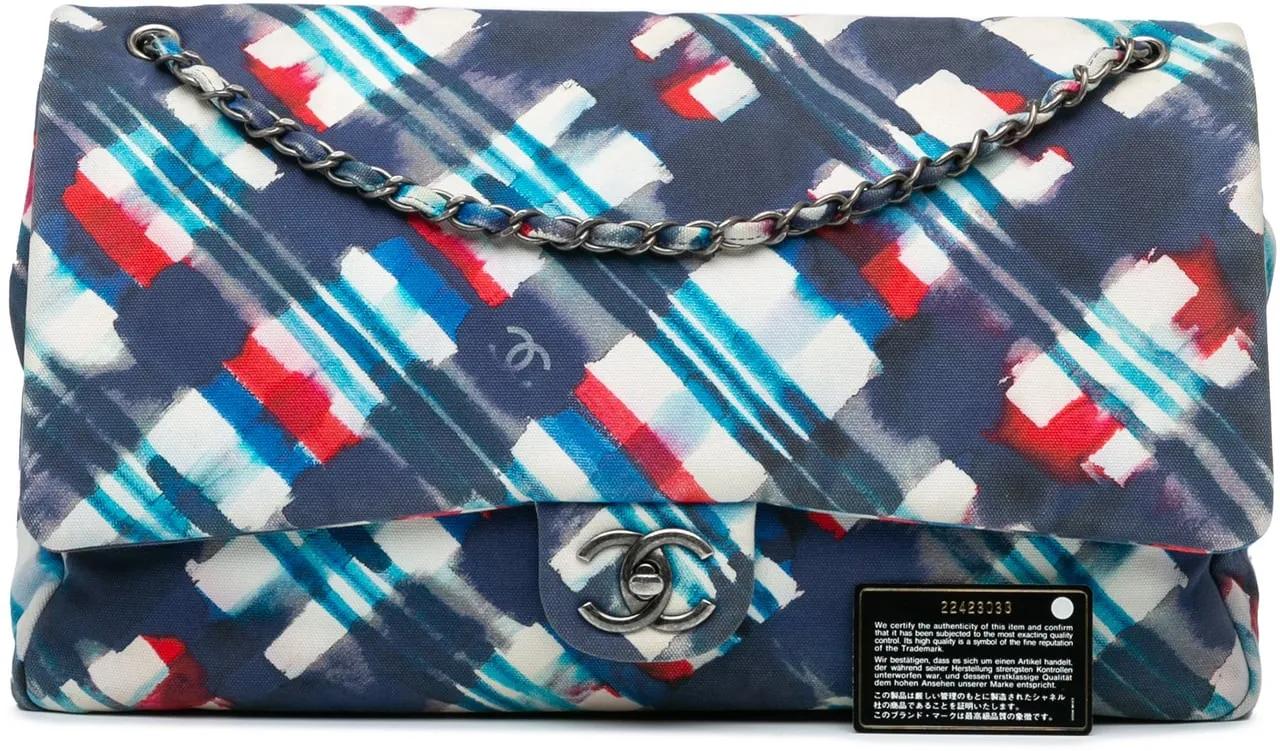 Chanel Hobo bags 2016-2017 XXL Printed Canvas Airline Single Flap in blauw