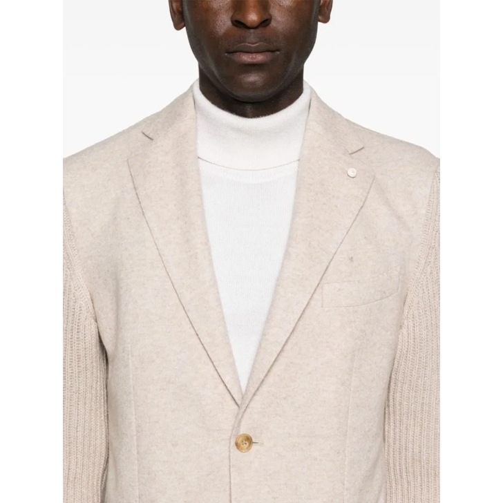 Luigi Bianchi Jacket With Logo Neutrals Blazer