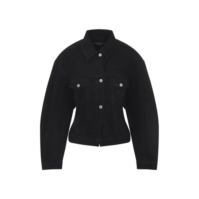 Jacquemus Spijkerjasje Classic Black Denim Jacket With Tailored Fit Black
