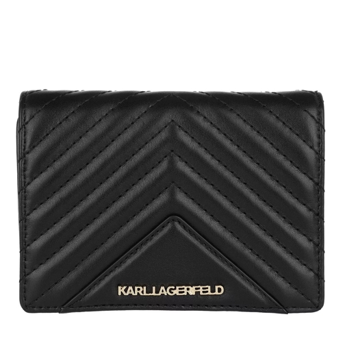 Karl Lagerfeld Klassik Quilted Fold Wallet Black/Gold Tri-Fold Portemonnee