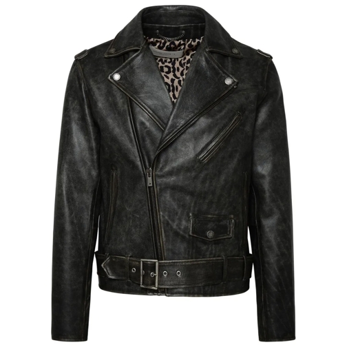 Golden Goose Leather Biker Jacket Black Giacche in pelle