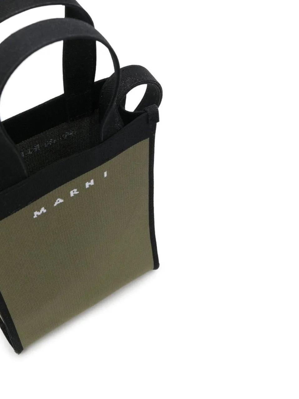 Marni Heuptassen Logo Knit Crossbody Tote Bag in groen